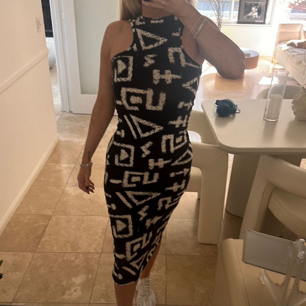 Topshop Black and White Bodycon Maxi Dress